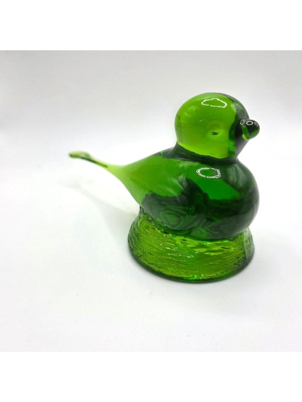 Kanawha Glass Green Bird on A Nest Figurine Candle Snuffer 5.5" Long MCM - Picture 6 of 10